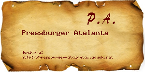 Pressburger Atalanta névjegykártya